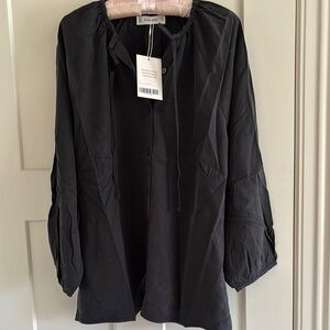 Everlane Black Oversized Blouse with 3/4 Bell Sleeves